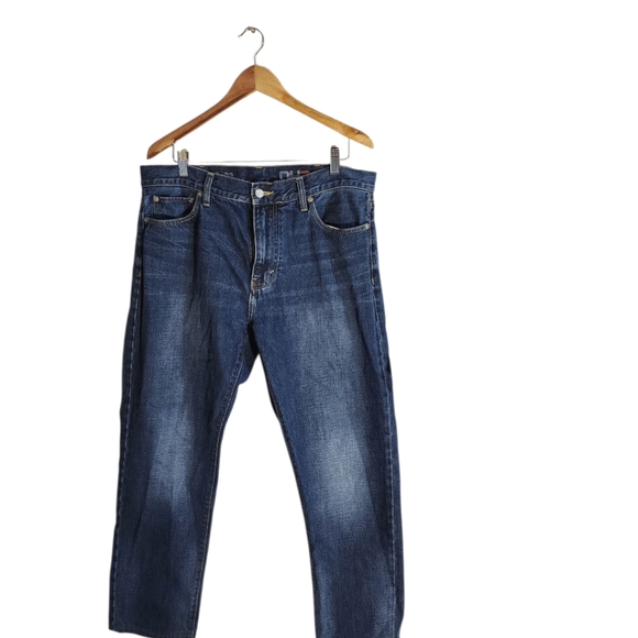 DH3 Men’s Slim Tapered Jeans 38x30 Dark Wash Modern Casual Denim - Picture 2 of 7